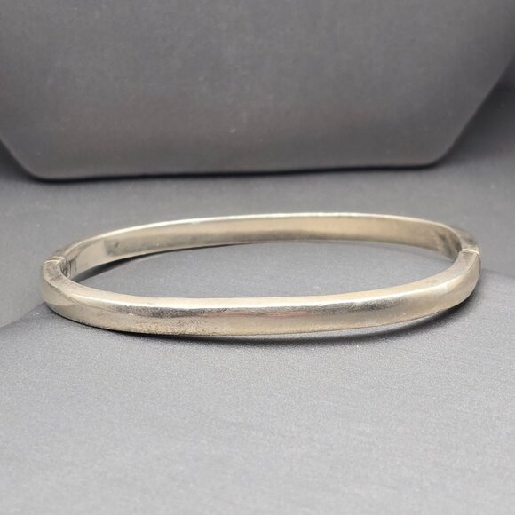 Taxco Sterling Silver Red Coral Inlay Bracelet Hinged Bangle 7" Modernist VTG - Picture 4 of 12